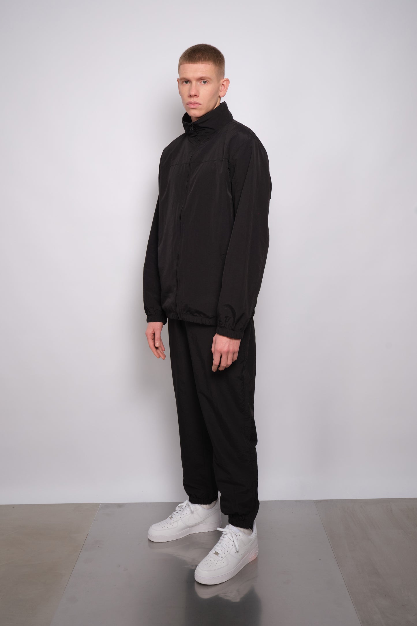 Industry Nylon Tracksuit Top Black