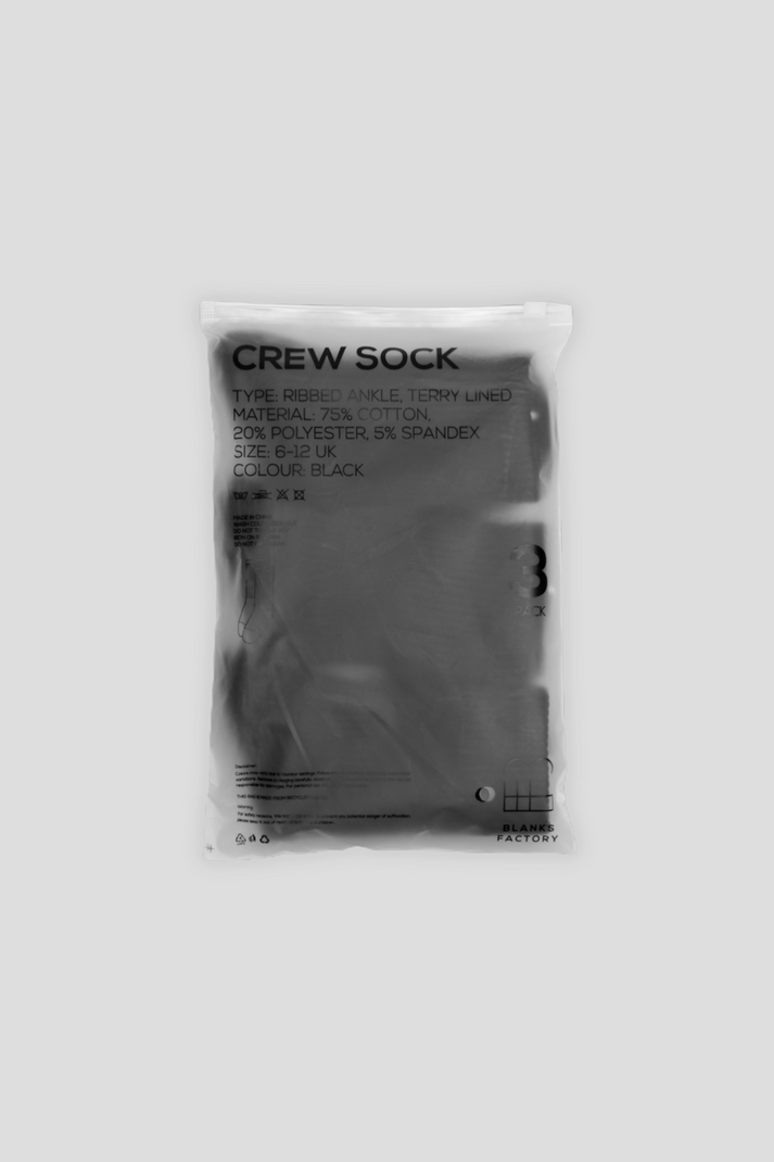 3 Pack Crew Logo Socks in Black