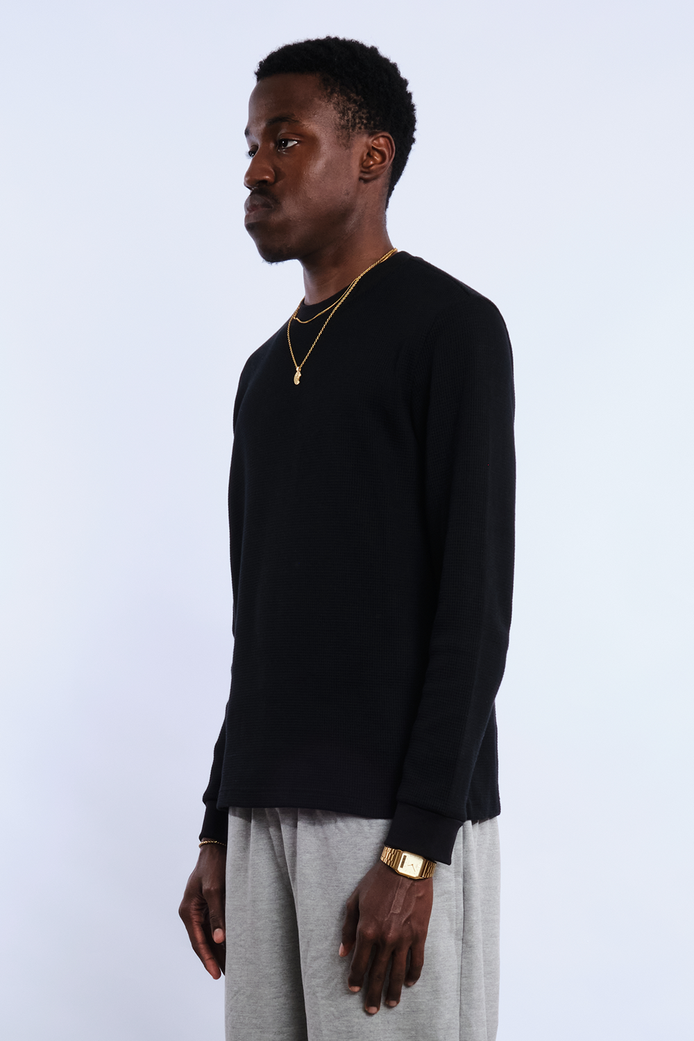 Waffle Long Sleeve Black