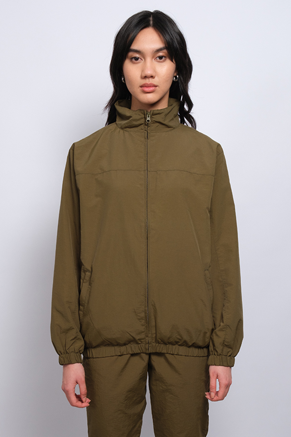 Industry Nylon Tracksuit Top Khaki