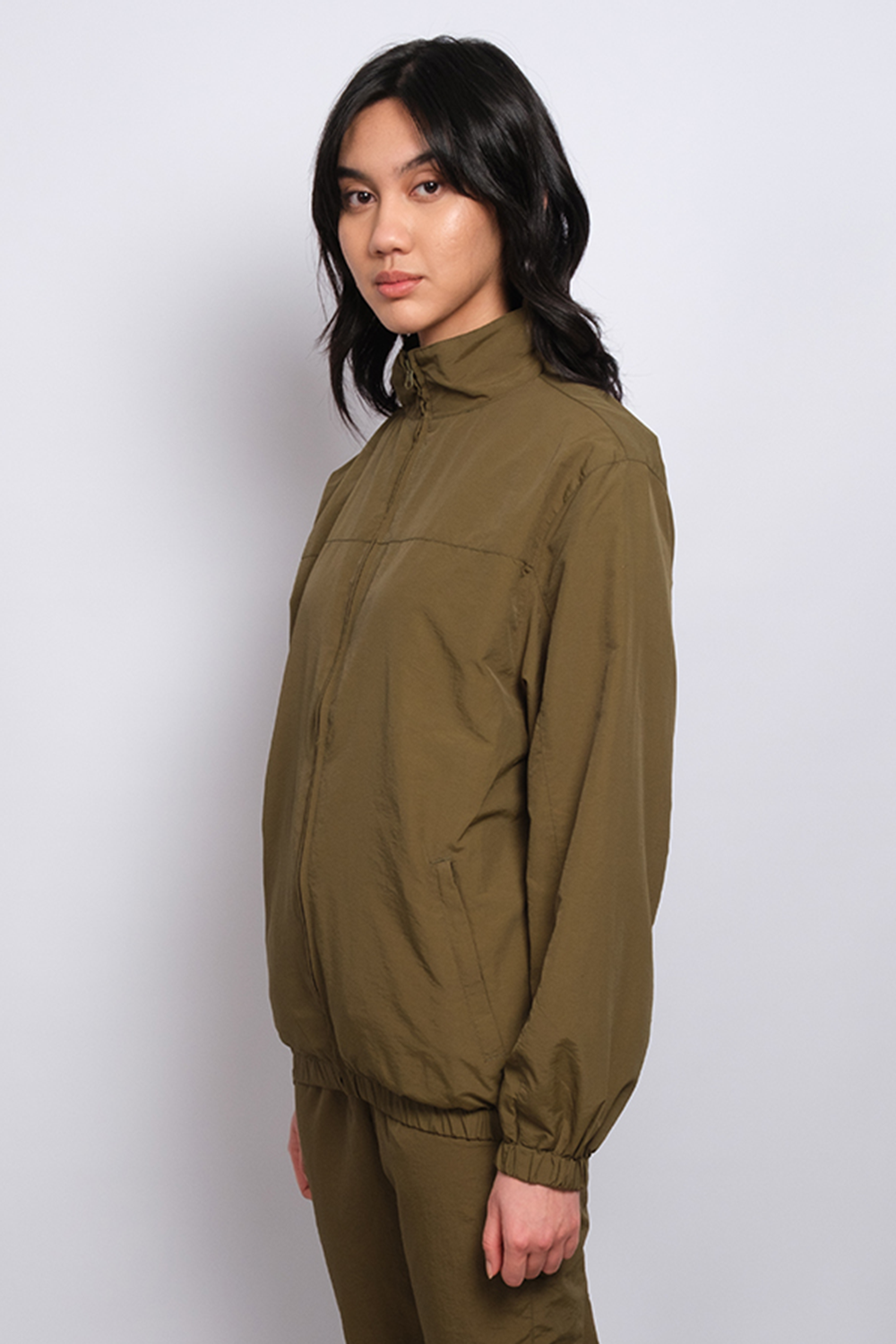 Industry Nylon Tracksuit Top Khaki