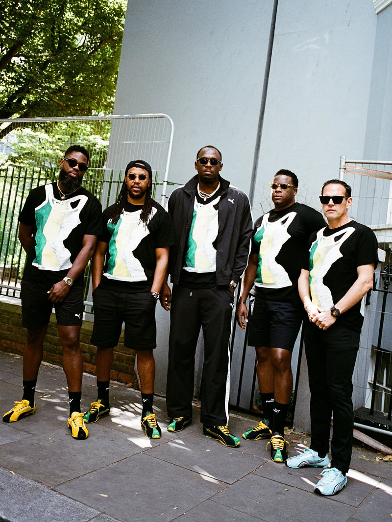 Usain Bolt wearing Sharkinni Carnival tee with others at Notting Hill Carnival